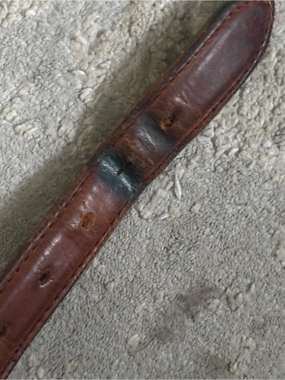 Canvas and Leather Men's Belt in Cream and Brown